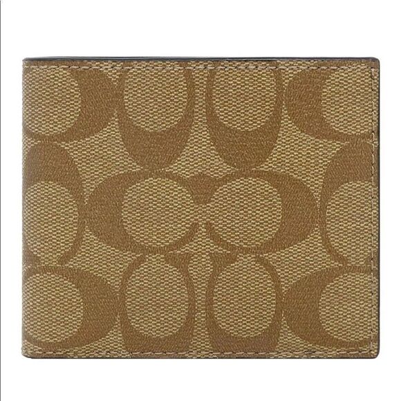 Coach F66551 Men's Wallet ID Bill Signature Tan Canvas Coated/ Leather  … - Picture 1 of 6